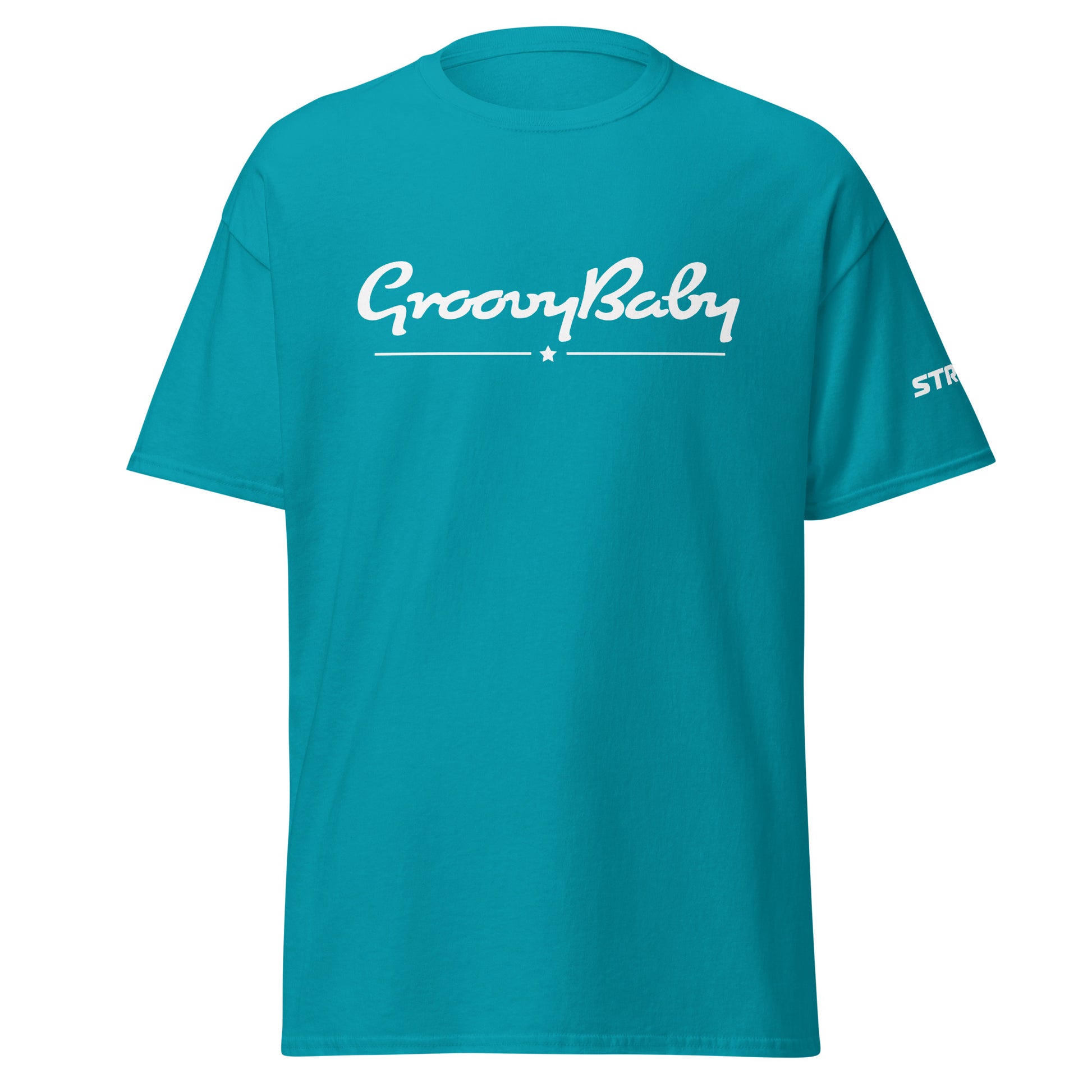 Groovy Baby Premium Unisex T-Shirt in Tropical blue, front view