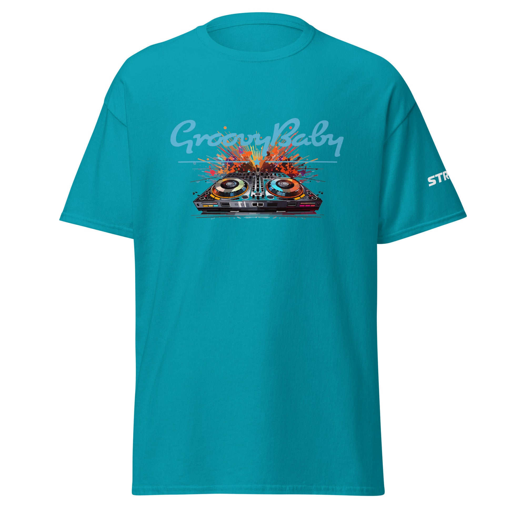Groovy Baby DJ Premium Unisex T-Shirt in Tropical blue, front view