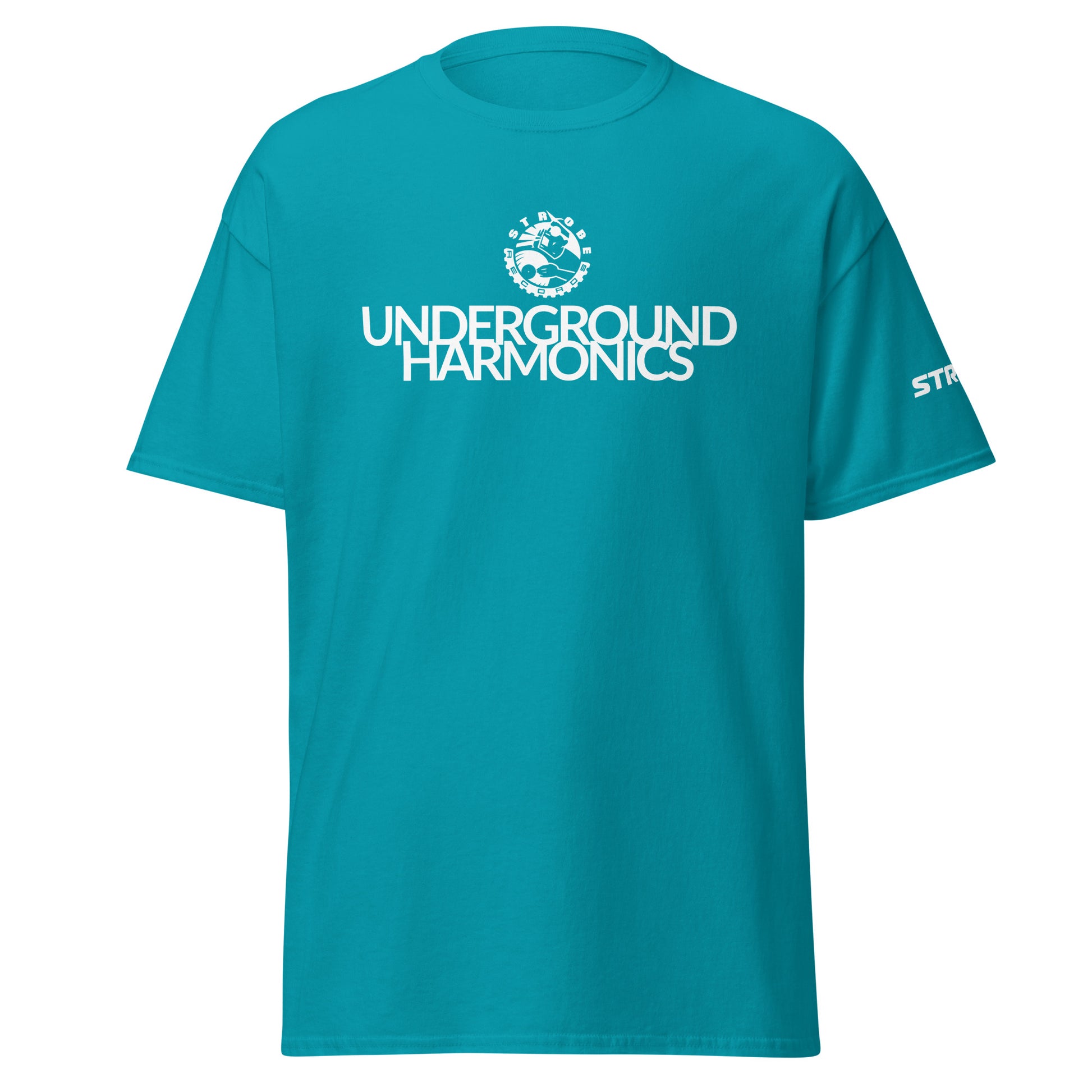 Underground Harmonics Premium Classic T-Shirt in Tropical blue, front view