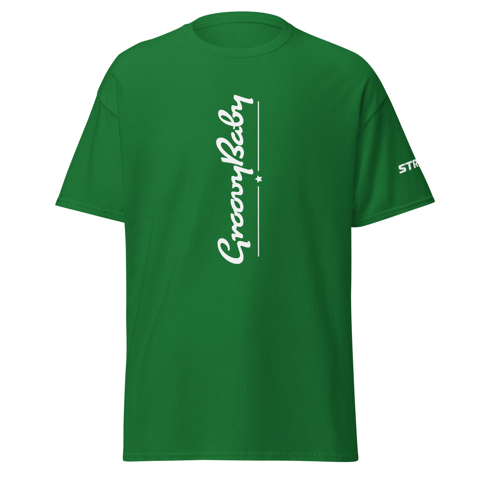 Groovy Baby Vertical Premium Unisex T-Shirt in Turf green, front view