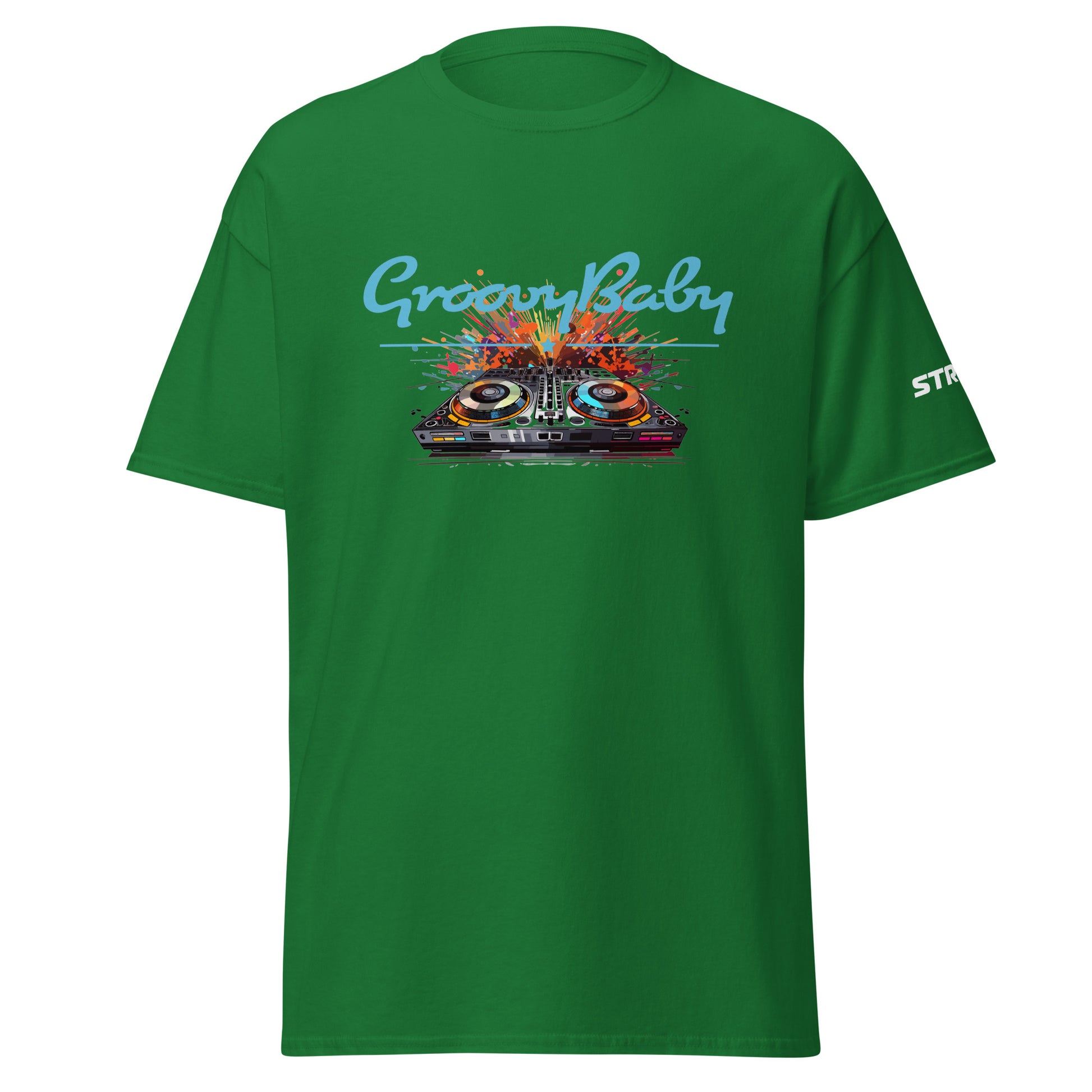 Groovy Baby DJ Premium Unisex T-Shirt in Turf green, front view