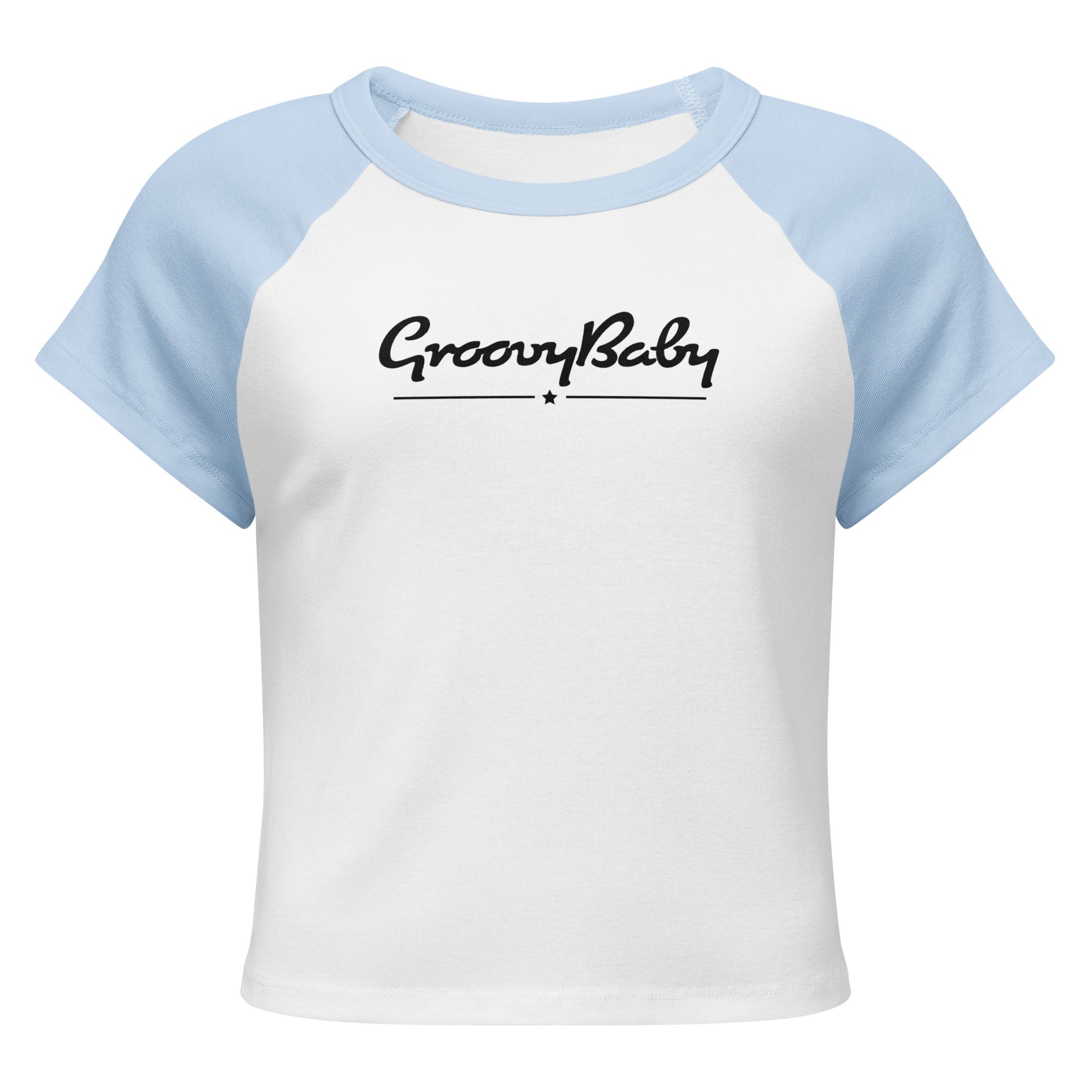 Groovy Baby Women's Baby Tee in White, front view
