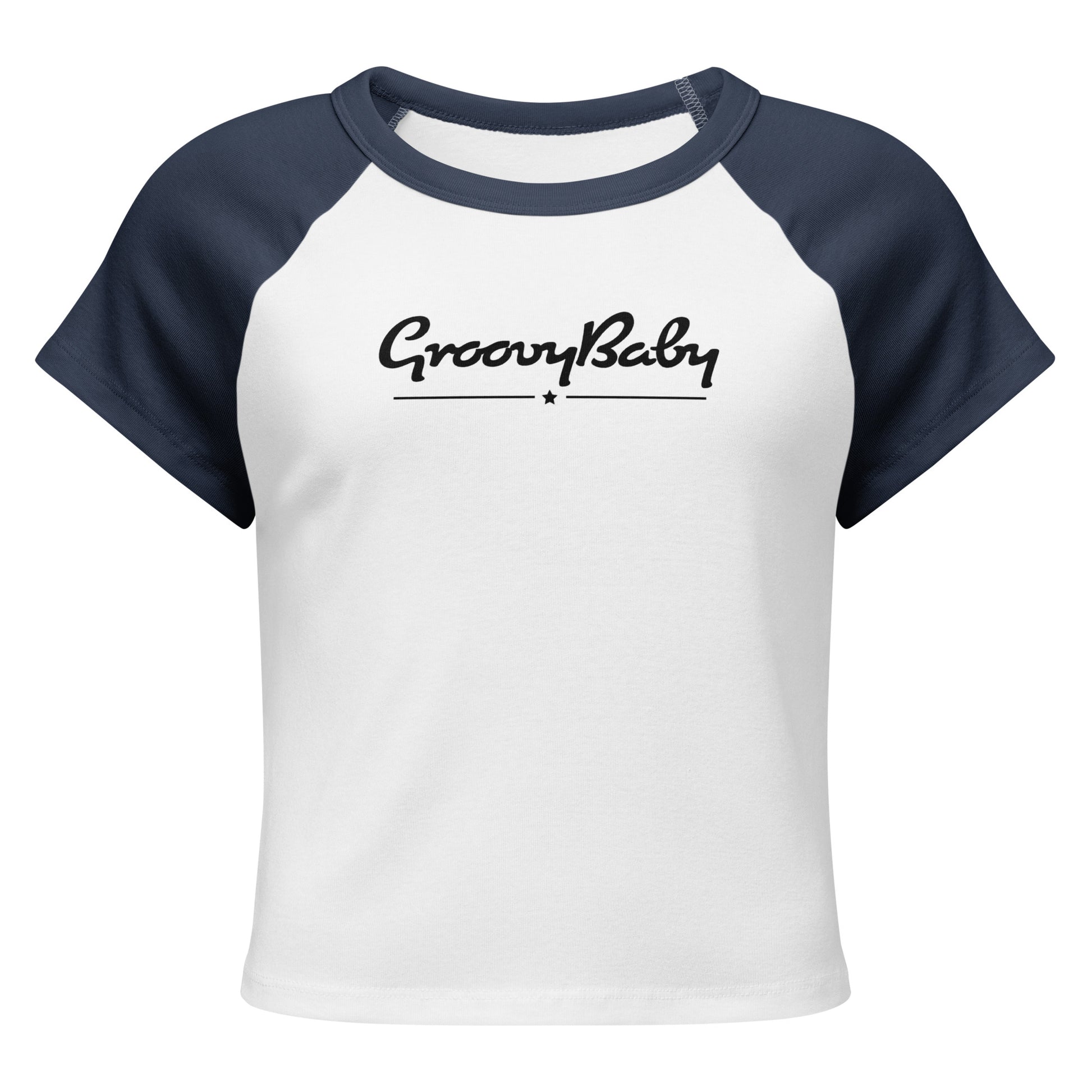Groovy Baby Women's Baby Tee in White, front view