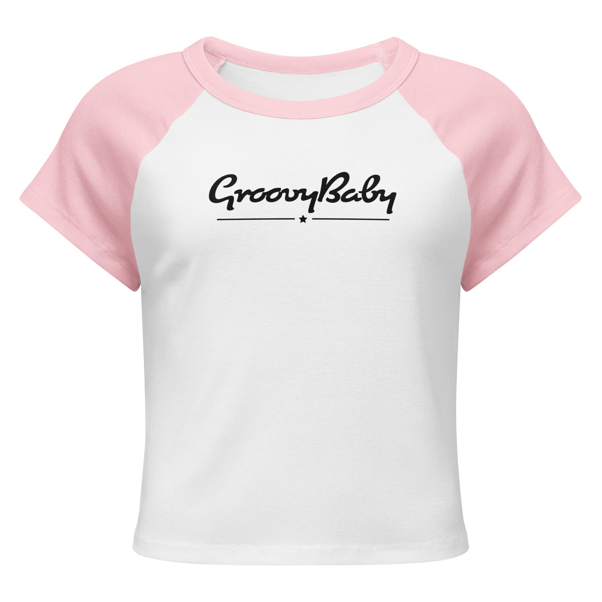 Groovy Baby Women's Baby Tee in White, front view