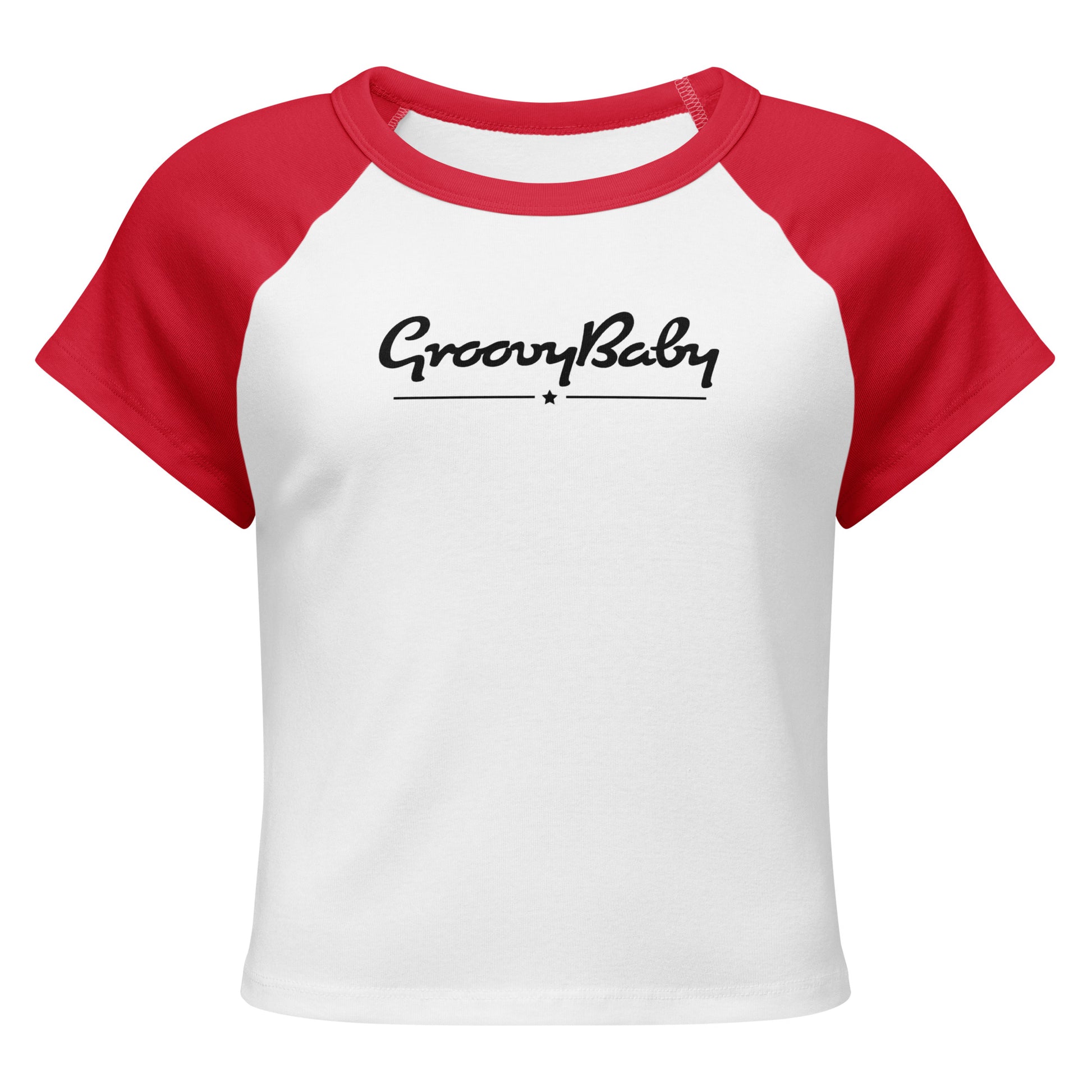 Groovy Baby Women's Baby Tee in White, front view